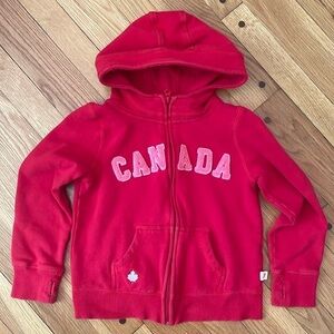 Joe Fresh Canada Canadian Red Hoodie Hooded Sweatshirt Full Zip Girls 10 12